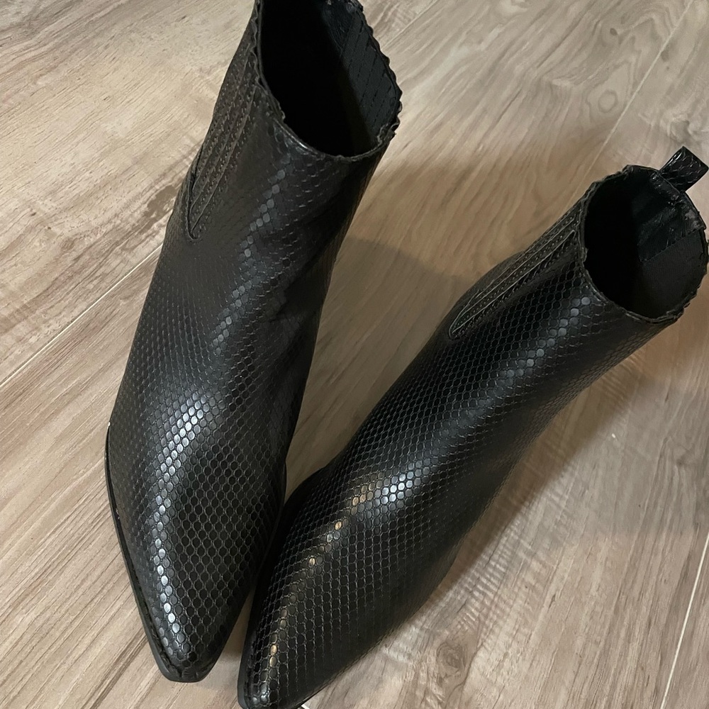 Black Snakeskin Booties